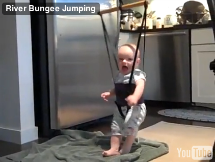 River in his bungee suit